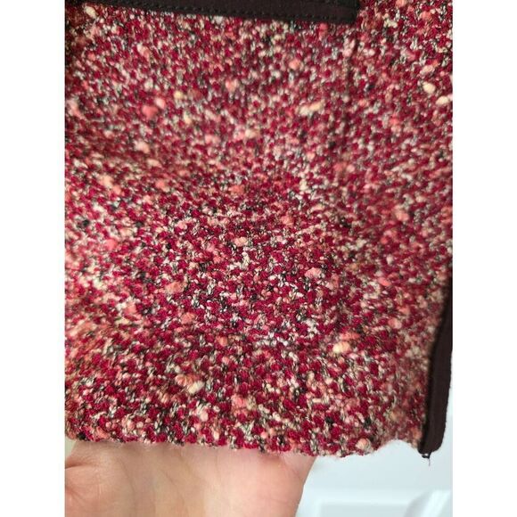 ST. JOHN Claret Red Black Tweed Boucle Wool Blend Knit Zip Front Jacket 10 - Picture 4 of 10